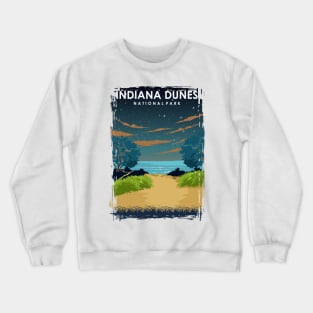 Indiana Dunes National Park at Night Vintage Mininimal Travel Poster Crewneck Sweatshirt